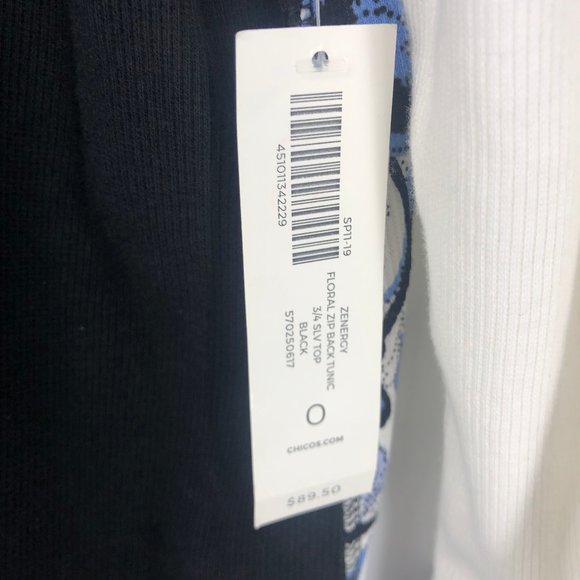 Chico's Zenergy Floral Back Soft tunic top 0 / 4 - Picture 5 of 5